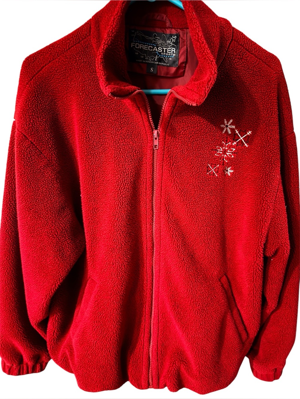 Vintage Boxy Fit Forecaster Sport snowflake Red Full-Zip Fleece Jacket Sz. S